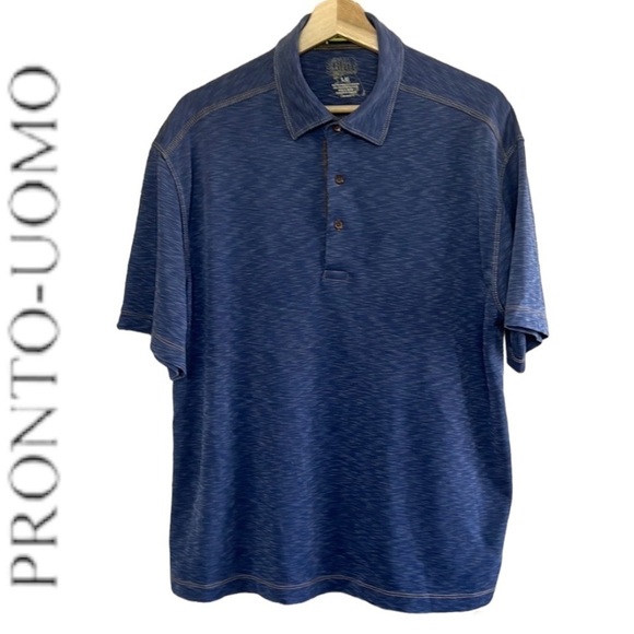 Blue By Pronto Uomo Polo Shirt Navy Casual Golf Rugby Size L - Picture 1 of 12